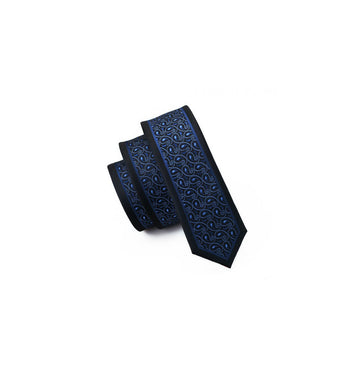Men's Blue Paisley skinny Silk Tie Unique_Regalia